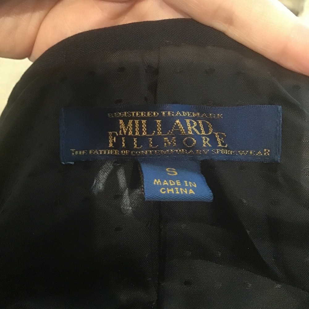 Millard Fillmore Anthropologie Black Wool Blend Ruffle Gothic Military Jacket S - Picture 4 of 5
